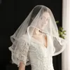 Bridal welon elegancka długość łokcia 2-warstwowa welon elastyczna siatka szedana szwalek hałas