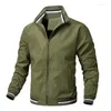 Vestes pour hommes Veste de mode d'affaires pour hommes Col montant Fermeture à glissière décontractée Sports de plein air Manteau Coupe-vent