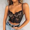 Women's Tanks Camis Cryptographic Button White Lace Bralette Sexy Backless Crop Tops Women Sleeveless Summer Cropped Feminino Tops Underwear 230325