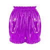 Damen-Shorts, modisch, glänzendes PVC-Leder, gerüschter Saum, Boxer, Clubwear, Party, Cosplay, Höschen, Booty, Sommer, S-7XL