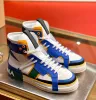 New Custom Sneakers Top Brand High-top -custom 2.zero Shoes with Contrasting Details Calfskin Mixed-material Leather Men Rubber Sole R25n IDMV