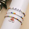 Bohemia regenboog bedelarmband ingesteld voor vrouwen kleur rijst kralen ketting liefde brief bangle meisjes boho sieraden cadeau