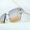 Luxury Designer Fashion Sunglasses 20% Off Men Fashion Metal Diamond Cut Glasses Outdoor Protect Vintage Classic Shades Eyewear
