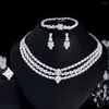 Ketting oorbellen zet driegraces 4pcs glanzende witte zirkon steen 3 lagen luxe Dubai African Bridale bruiloft sieraden voor vrouwen