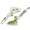 Boucles d'Oreilles Tiges 39x13mm Multicolore 4.5g Forme Trangle Vert Péridot Violet Tanzanite Blanc CZ Femelles Argent