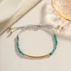 Strand Minar Charme Bleu Couleur Perles De Verre Bracelets Femmes En Gros Titane Acier Sourire Réglable Bracelet Ternir Gratuit