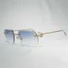 Kvinnors modedesigner solglasögon vintage rimlösa fyrkantiga män oculos diamant skärningslins form skugga metall ram klara glasögon för läsning gafas