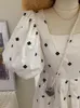 Meisje jurken meisjes kleding 2023 zomer meisjes retro polka stip square nek jurk westerse stijl bubble mouw ouder-kind slijtage kinderen