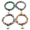 Strand Moodpc Fashion Jewelry Armband 10mm Frosted Natural Stone and Glass Crystal Charm Pendant