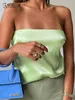 Kvinnors tankar Camis FSDA Satin Backless Sexig Crop Top Women Green Y2K Summer Cami Bandage Sleöneless Axeless Trapless Tank Tops Off Axel 230325