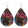 Boucles d'oreilles pendantes Western Dogs Teardrop Sublimation Design Leopard Serape Tournesol Floral Et Glitter Dog Pattern Animal