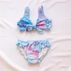 Swim Wear Gradient Kids Girls Bikini Set Tie Dye Swimewear Swimming Summer Children Biquini Infantil Swimsuit A244 230325