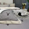 Bedding Sets 2023 Est Four-piece Simple Cotton Double Household Bed Sheet Quilt Cover Embroidered Comfortable Strip Texture Grey