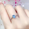 Cluster Rings LeeChee Blue Topaz Ring For Women Anniversary Gift 5 7mm Simply Style Gemstone Fine Jewelry Real 925 Solid Sterling Silver