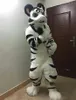 Long Fur Husky Dog Fox Mascot Casca de couro Halloween Terno Rap Play