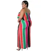 Plus size jurken wmstar plus size jurken voor vrouwen kleding gestreepte print sexy elegante stretch slip avond maxi jurken groothandel druppel 230325