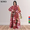 Plus Size Dresses Somo Elegant Chic Women Large Fashion Printed Maxi Long Dress Autumn Clothes Wholesale Dropshipping 230307