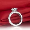 Cluster Rings 14K White Gold AU585 Jewelry Custom 1:1 Copy 1CT Round Cut Diamond Engagement Ring 0.23ct Wedding Band Female Set