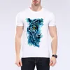 Camisetas masculinas Personalidade pintando camisa tigre de manga curta Design de animais de verão O-gola o tops casuais moe cerf 82j-1#