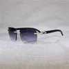 Luxury Designer High Quality Sunglasses 20% Off Vintage Rhinestone Black White Buffalo Horn Rimless Men Wood Metal Frame Shades for Summer Club Eyewear