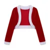 Giacche Rosso Bambini Ragazze Costume natalizio Maniche lunghe Finiture in pelliccia sintetica Cappotto cardigan corto in velluto Giacca corta Cosplay per