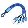 Party Favor Short Braided 3 in 1 Fast Charger Cables Micro USB Type C Phone Charging Cable Cord Key chain