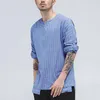 T-shirts pour hommes T-shirts en coton et lin pour hommes Tops décontractés à manches longues Vintage Stripe Tee Blouse fine