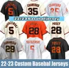 35 maillots Brandon Crawford 5 Mike Yastrzemski Buster Posey Alex Cobb Alex Wood Joc Pederson Wilmer Flores LaMonte Wade Jr. Maillot de baseball personnalisé Madison Bumgarner