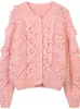 Femmes tricots rétro pull 2023 printemps automne femmes col rond manches longues crochet ample tempérament tricoté Cardigan manteau femme