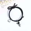 Charm Bracelets 2pcs/Set Couples Matching Bracelet Magnet Cute Doll Star Pendant Braslet Elastic Rope Paired Braclet Parent Child Brazalete