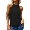 Tanques femininos tanques femininos tanques de pescoço feminino Summer Summer Loose Rocker Cutout Camisas casuais de mangas folgadas estilo boho estilo boho estilo boho