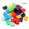 Keychains 12/24/32pcs Multi Color Key Taps Tags Identificador Tags Soft Silicone Topper Keyring Teclas de etiqueta Organizador