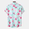 Men's Casual Shirts Mens Rose Floral Print Hawaiian Short Sleeve Plus Size Beach Wear Shirt Men Holiday Vacation Aloha Rock Party XXXL