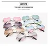 Lunettes de soleil 2023 Fashion Luxury Rimless Metal Frame Heart Women Femmes Rétro Gradient Brand Designer UV400