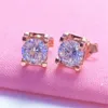 Studörhängen 585 Purple Gold Inlaid Simple Crystal Geometric for Women14K Rose Ear Studs Classic Fashion Party Jewelry