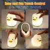 Luci notturne Cute Duck Led Night Light Silicone Soft Touch Sensor Lampada da comodino per bambini Lampada da tavolo dimmerabile Decorazione domestica USB ricaricabile P230325