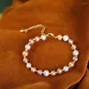 Charm Bracelets FXLRY Elegant Natural Freshwater Pearl Simple Bracelet White/Color Bead Jewelery Accessories For Women