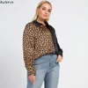 Frauen in Übergröße T -Shirt Plus Size Women Shirts Lose lässige Leopardenmuster Patchwork Elegant und Jugendfrau Blusen Frau Kollektion Frühling 230325