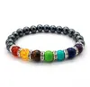 8mm Colorful Natural Stone Handmade Beaded Strands Charm Bracelets For Women Men Elastic Bangle Yoga Jewelry