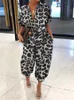 Kobiety Jumpsuits Rompers Celmia Summer Romper Women Sexy Leopard Print Retro Jumpsuits krótkie rękawowe luźne przyciski