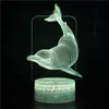 Luzes noturnas 3D LED Dolphin Night Light 7/16 Cores Alterar toque/controle remoto Moda Cool acrílico Lâmpada de mesa Decoração para crianças Presente P230325