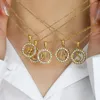 Chaînes Collier Initiale Ronde Pour Femmes Lettre En Cristal Pendentif En Acier Inoxydable Plaqué Or Chaîne Personnalisée Cadeaux D'anniversaire De Noël