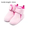 Premiers marcheurs 1 paire de coton antidérapant chaud bébé fille bottillon chaussure couleur pure hiver fausse polaire infantile enfant en bas âge bottes de sol