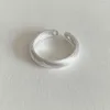 Cluster Rings AFAGO S925 Sterling Silver Simple Plain Round Brushed Ring Ladies Fashion Design Frosted Open Finger Gift Jewelry