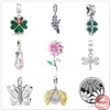 925 Siver Boncuklar Pandora Charm Bilezikler İçin Takılar Kadınlar için Tasarımcı Parlak Yusufçuk Blooming