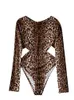 Kvinnors jumpsuits rompers DEAT SEXY HOLLOW OUT LEOPARD BODYSUITS Women's O-Neck långärmad Slim Fit Pullover Jumpsuit Female Spring 11xx01233 230325