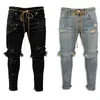 Мужские джинсы Мужские джинсы Джинсы разрушенные разорванные точки краски дизайн мода лодыжка на молнии джинсы для мужчин 230325