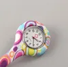 Nurse watches Colorful Pattern Portable Arabic Numerals Round Dial Silicone Shell Brooch Fob Pocket Colorful Watch Electric Clock Fashion Watch