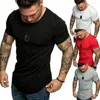 Men's T Shirts 2023 Summer Men Casual Solid Shirt Gym Muscle T-Shirt Short Sleeve O-Neck Training Tee Tops