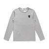 Designer TEE Men's T-shirts CDG Com des Garcons Play Long Sleeve Black Double Hearts T-Shirt Unisex Grey Streetwear Size XL